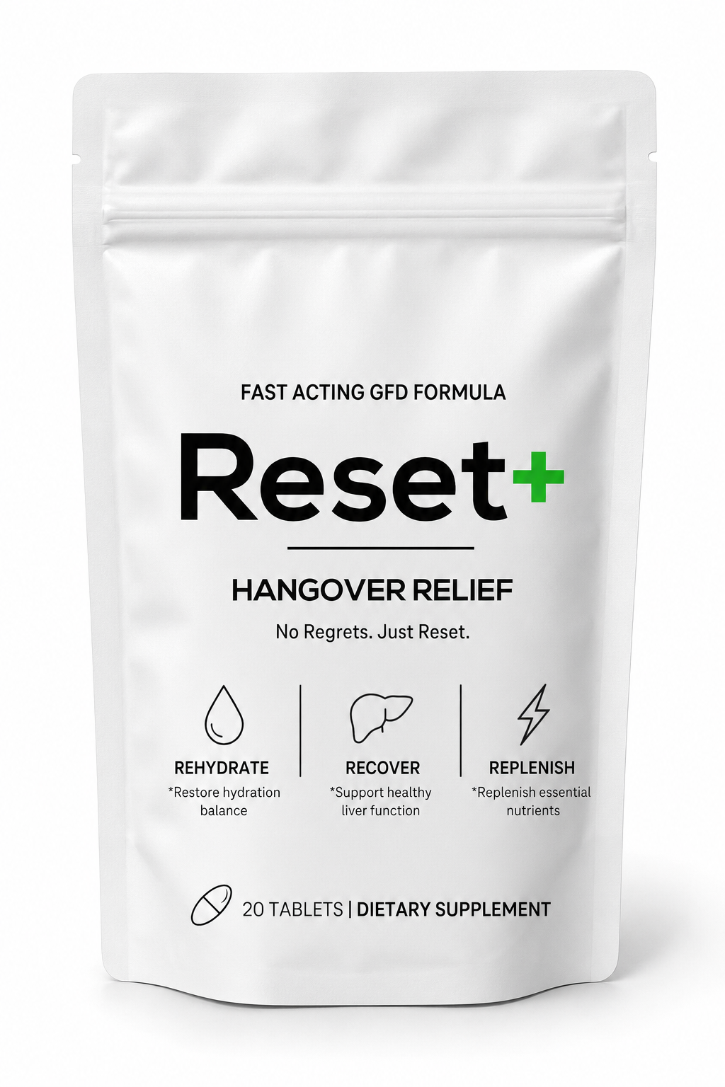 Reset+ hangover relief tablets pouch